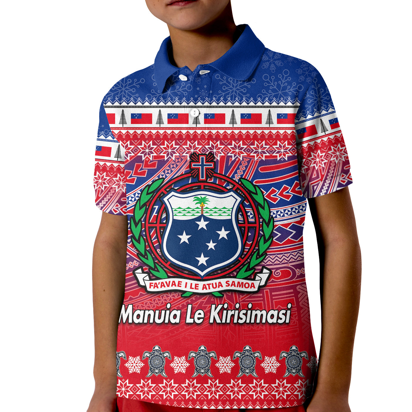 Samoa Christmas Manuia Le Kirisimasi Polo Shirt KID LT6 Kid Red - Polynesian Pride