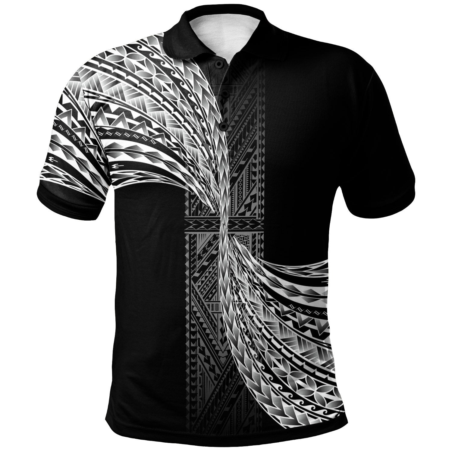 Polo Shirt Polynesian Patterns Unisex Black - Polynesian Pride