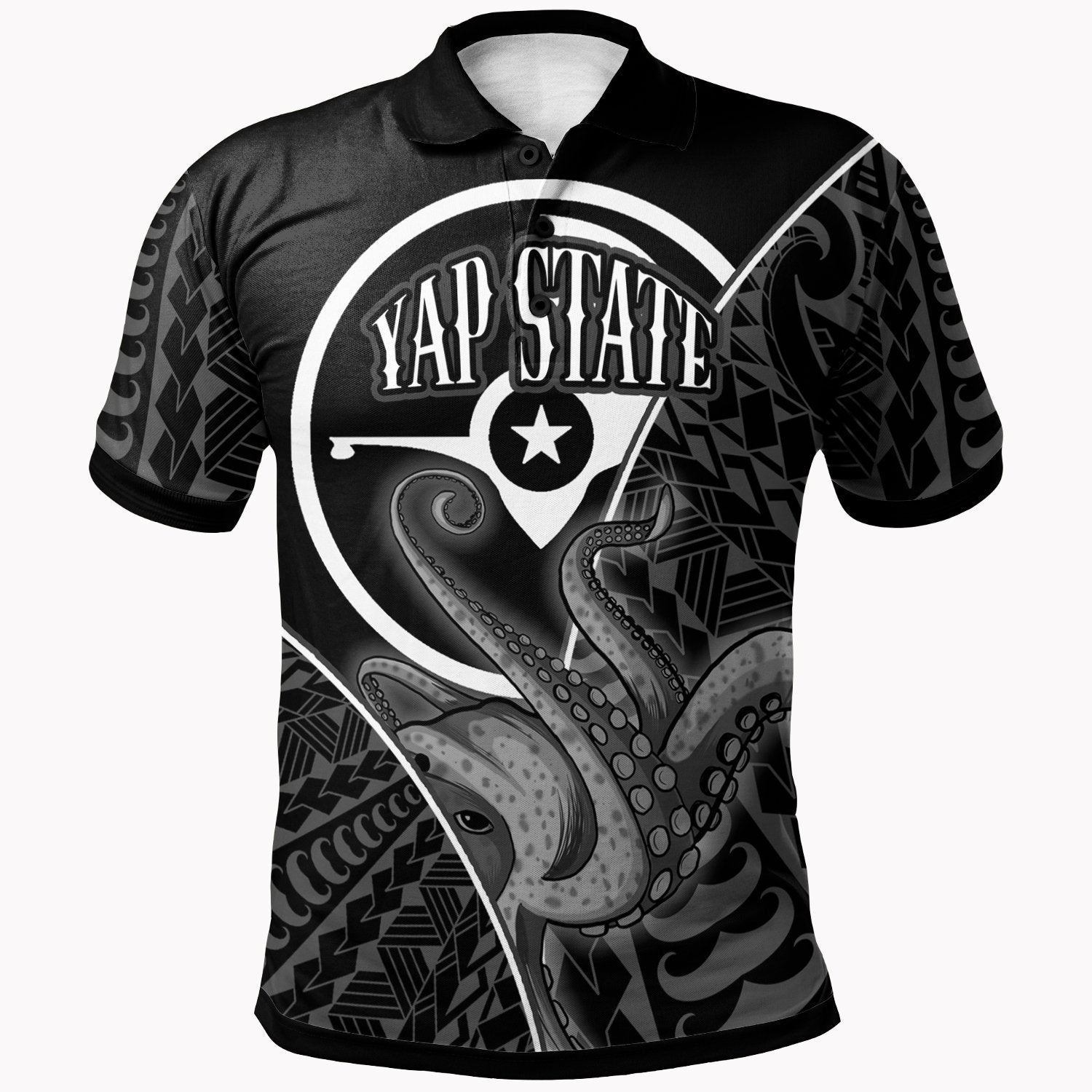 Yap State Polo Shirt Octopus Style White Color Unisex White - Polynesian Pride