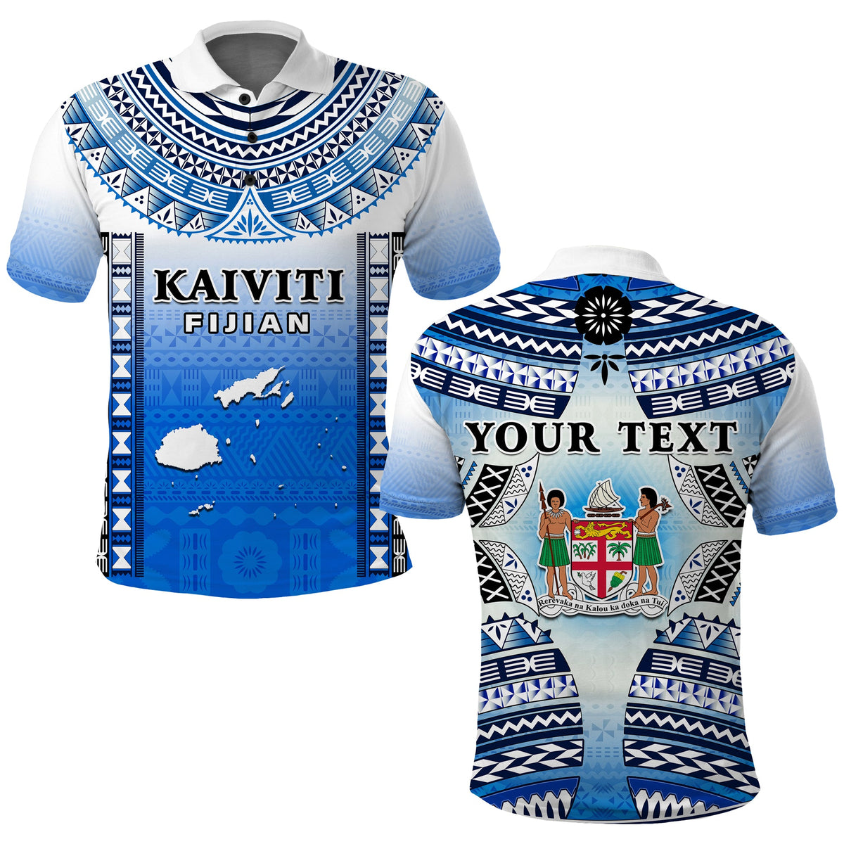 Custom Text and Number Fiji Polo Shirt Kaiviti Fijian Special Tapa Pattern LT14 Adult Blue - Polynesian Pride