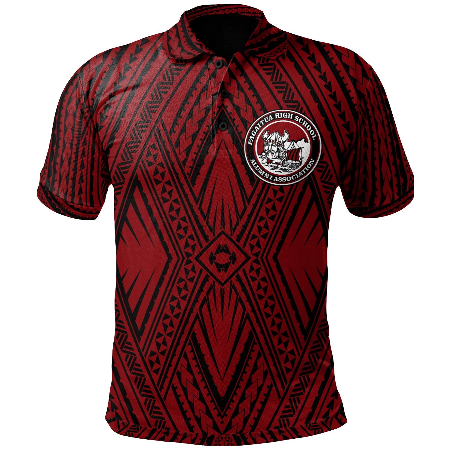 Samoa Polo Shirt Fagaitua High School Polynesian Patterns Unisex Red - Polynesian Pride