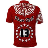 (Custom Text and Number) Rarotonga Cook Islands Polo Shirt Turtle and Map Style Red LT13 - Polynesian Pride