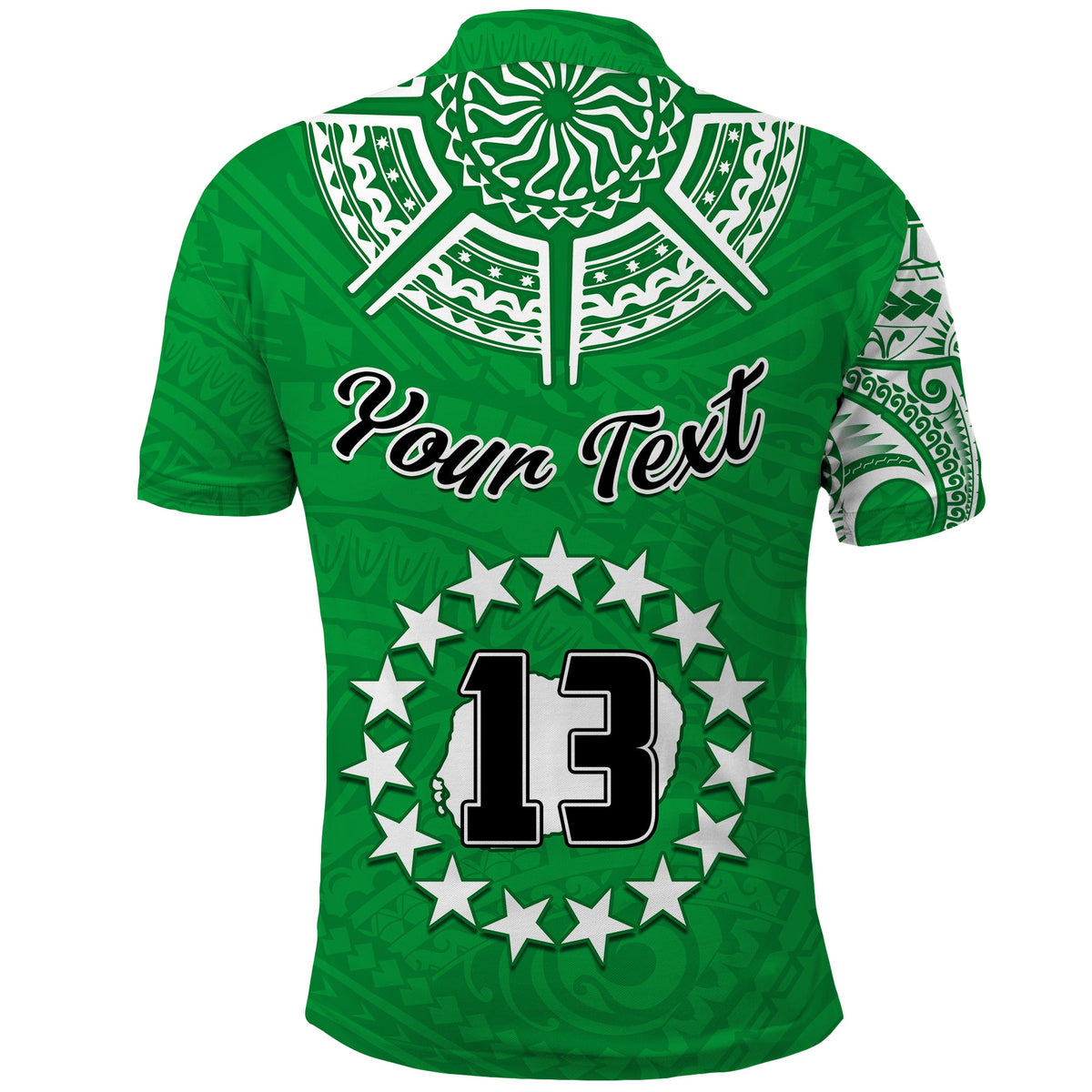 (Custom Text and Number) Rarotonga Cook Islands Polo Shirt Turtle and Map Style Green LT13 - Polynesian Pride