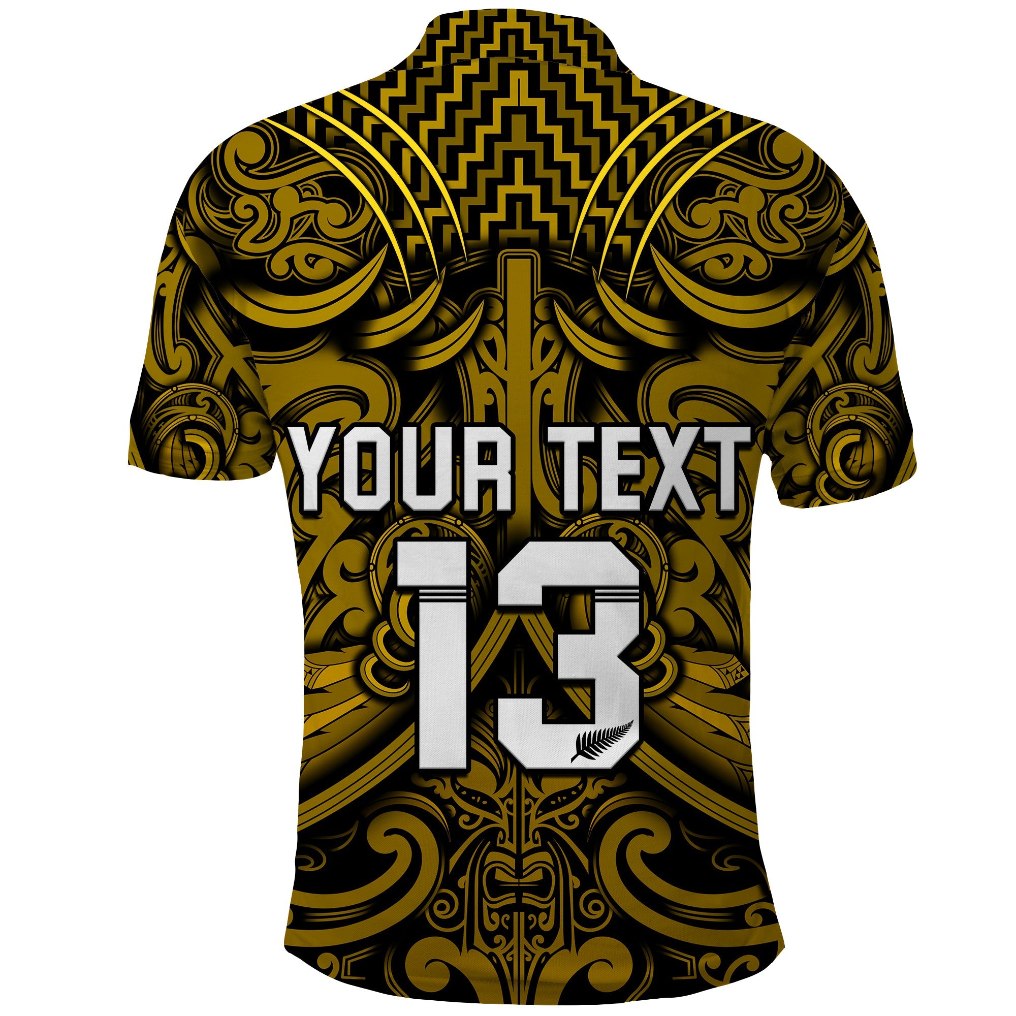 Custom NZ Silver Fern Rugby Polo Shirt - All Black Gold NZ Maori Pattern LT13 - Polynesian Pride