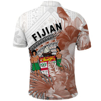 Fiji Tapa Polo Shirt White Fijian Masi Be Loved Hibiscus LT13 - Polynesian Pride