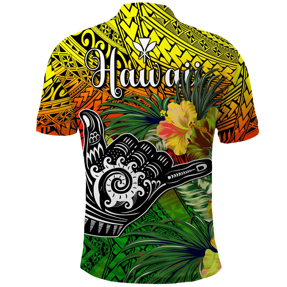 The Shaka Hawaii Polo Shirt Tropical Flowers Reggae Version LT13 - Polynesian Pride
