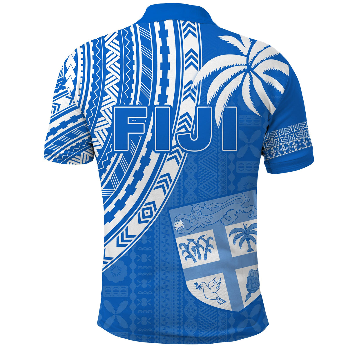 Fiji Rugby Sevens Polo Shirt Fijian 7s Tapa Polynesian Blue Ver.01 LT13 - Polynesian Pride