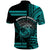 Hawaii Polo Shirt Kakau Warrior Helmet Gradient Turquoise Polynesian LT14 - Polynesian Pride