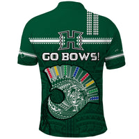 (Custom Text and Number) Hawaii Football Polo Shirt Kakau Rainbow Warriors Helmet Go Bows LT14 - Polynesian Pride