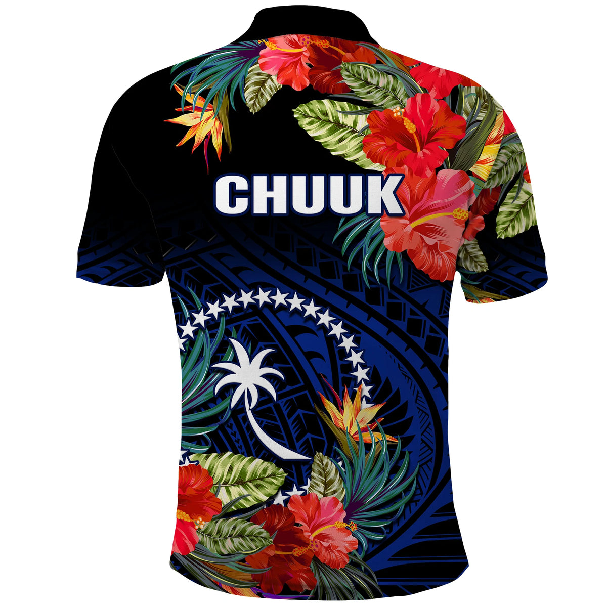 Chuuk State Polo Shirt FSM Hibiscus Flowers Mix Polynesian LT14 - Polynesian Pride