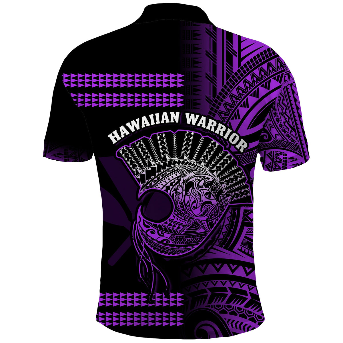 Hawaii Polo Shirt Kakau Warrior Helmet Gradient Purple Polynesian LT14 - Polynesian Pride