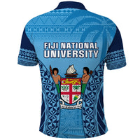 Fiji University Polo Shirt National Fijian Tapa Pattern Blue LT14 - Polynesian Pride