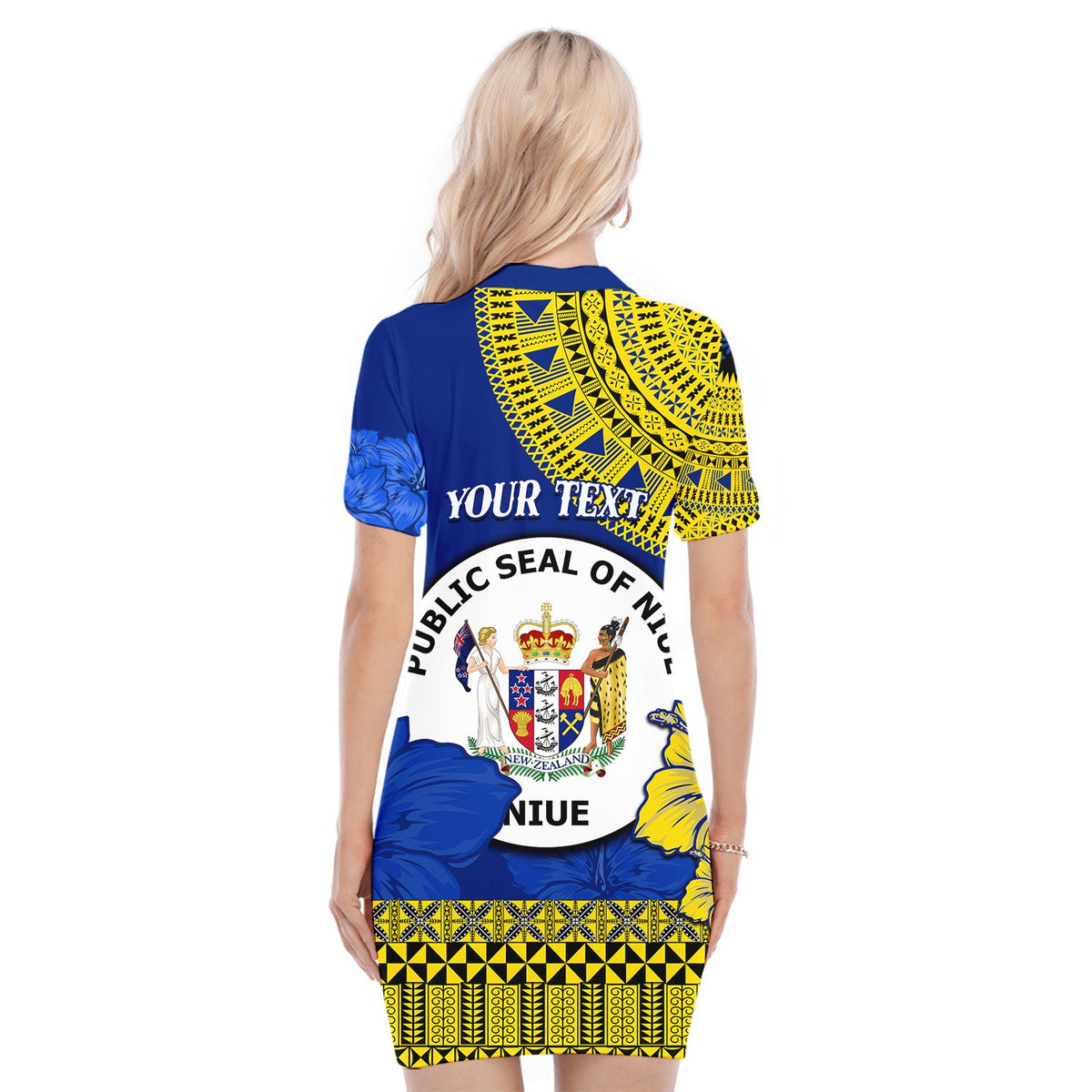 (Custom Personalised) Niue Hiapo Polo Dress Rock of Polynesia Tapa Niuean Crab Happy Day LT13 - Polynesian Pride