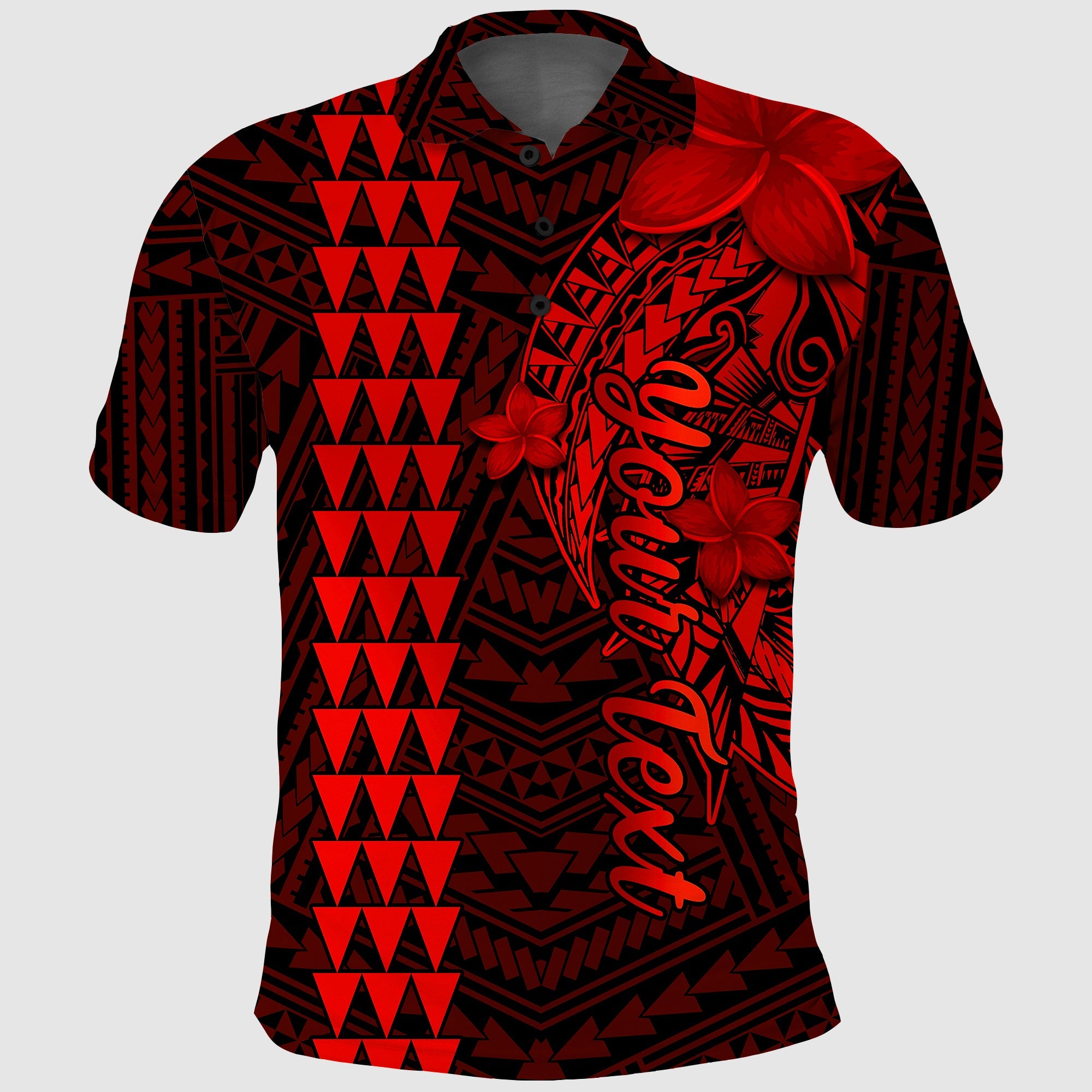 Custom Hawaii Polo Shirt Kakau Kanaka Maoli Combine Polynesian Shark Ver.06 LT14 Red - Polynesian Pride