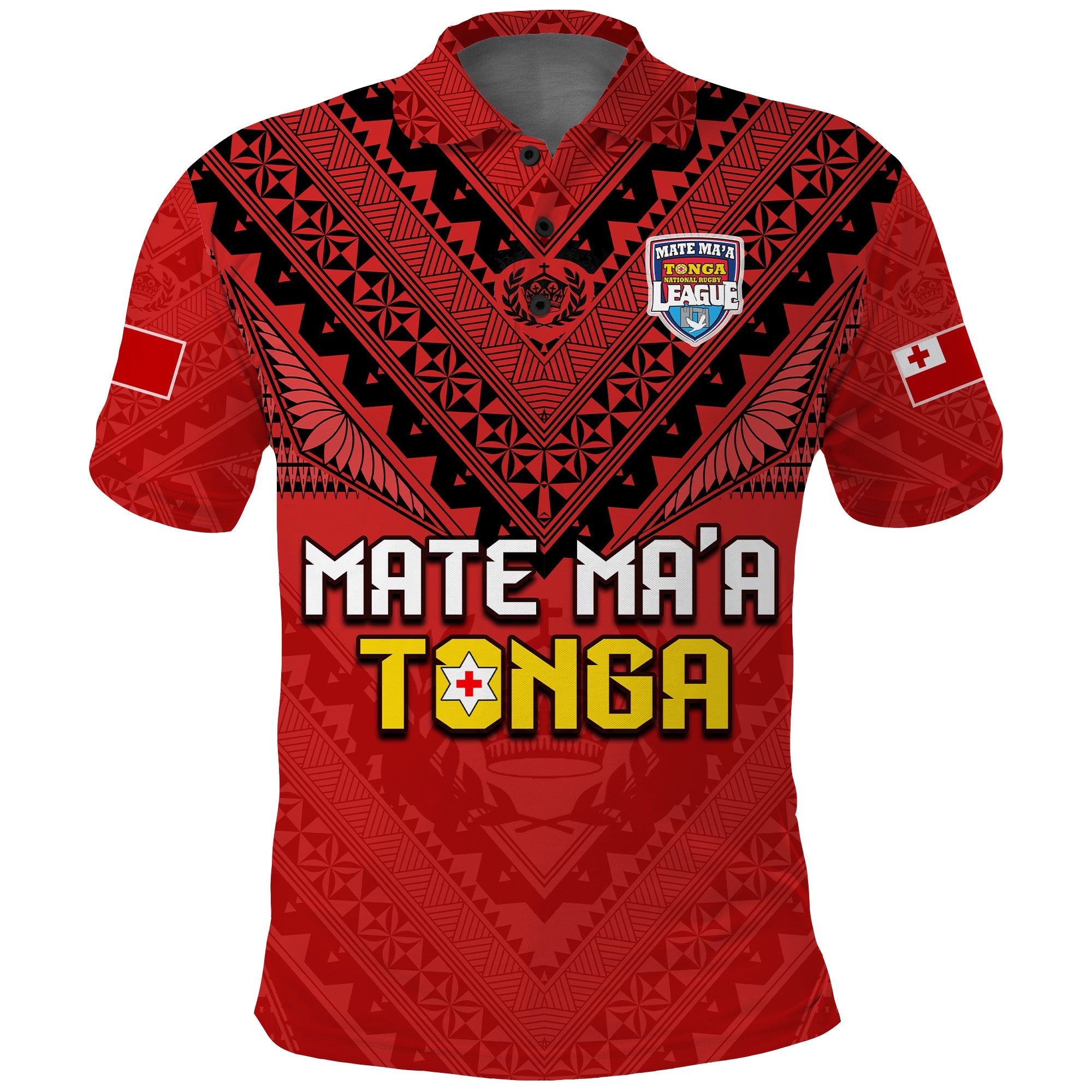 Tonga Rugby MMT Polo Shirt Ngatu Mate Maa Tonga Simple LT13 Red - Polynesian Pride