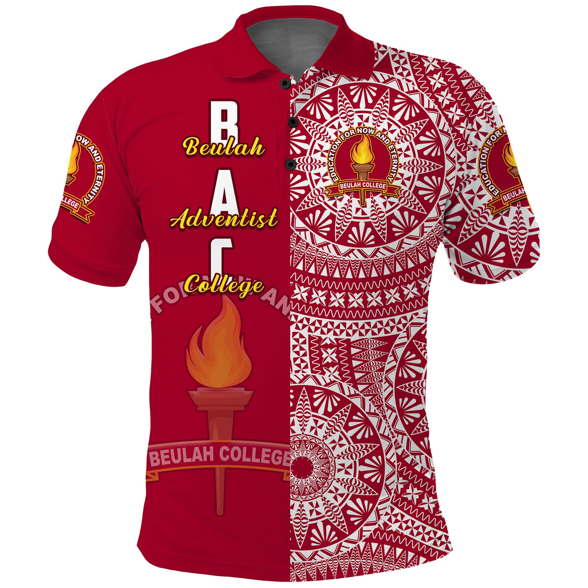 Custom Beulah Tonga College Polo Shirt Tongan Ngatu Pattern LT14 - Polynesian Pride