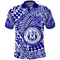 Hawaii Polo Shirt Moanalua High School Tribal Kakau LT14 Blue - Polynesian Pride