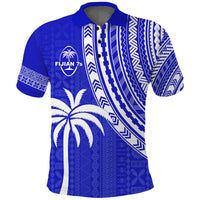 Fiji Rugby Sevens Polo Shirt Fijian 7s Tapa Polynesian Blue Ver.02 LT13 Blue - Polynesian Pride