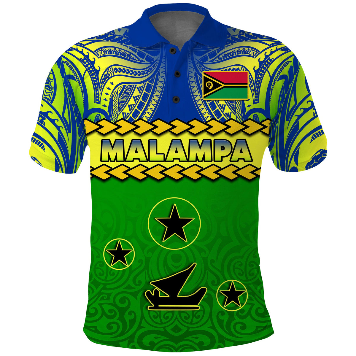 Malampa Province Polo Shirt Vanuatu Pig Tusk Polynesian Flag Style LT14 Green - Polynesian Pride