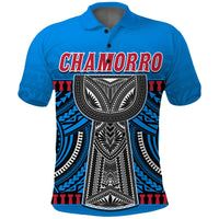 Custom Guam Chamorro Polo Shirt Latte Stone Blue Polynesian Haligi LT13 - Polynesian Pride