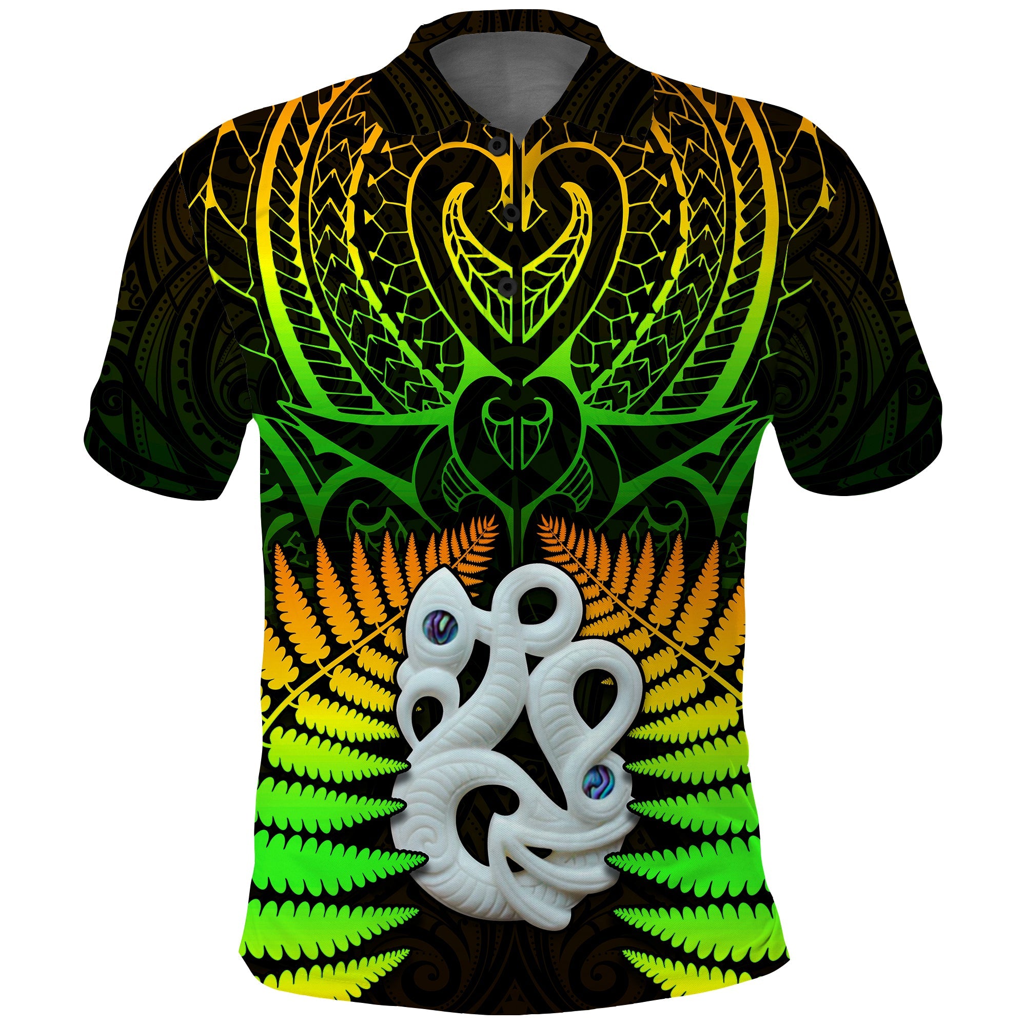 (Custom Text and Number) New Zealand Polo Shirt Aotearoa Fern Hei Tiki Special Style LT13 Green - Polynesian Pride