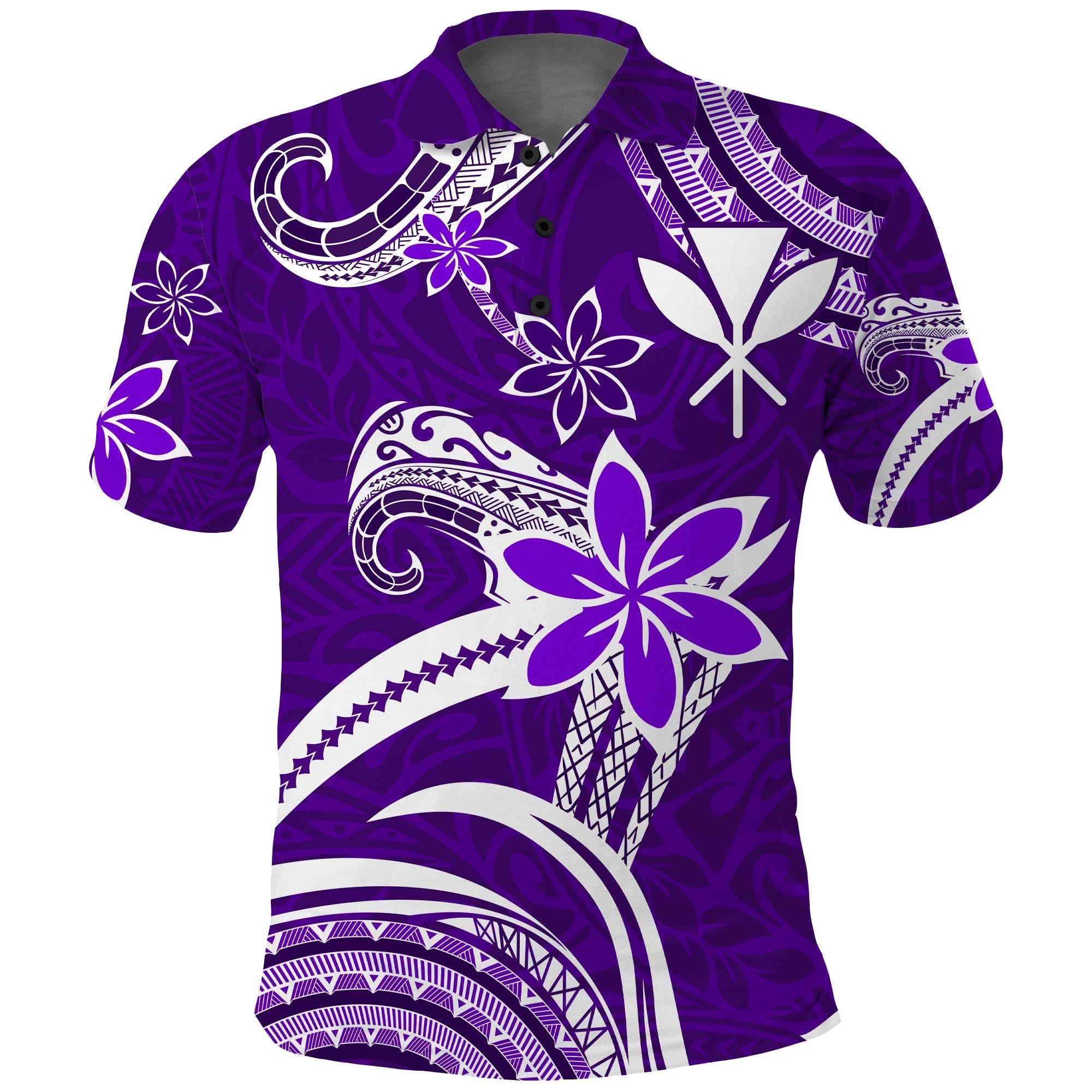 Custom Hawaii Flowers Wave Polo Shirt Kanaka Maoli Purple Polynesian LT13 Purple - Polynesian Pride