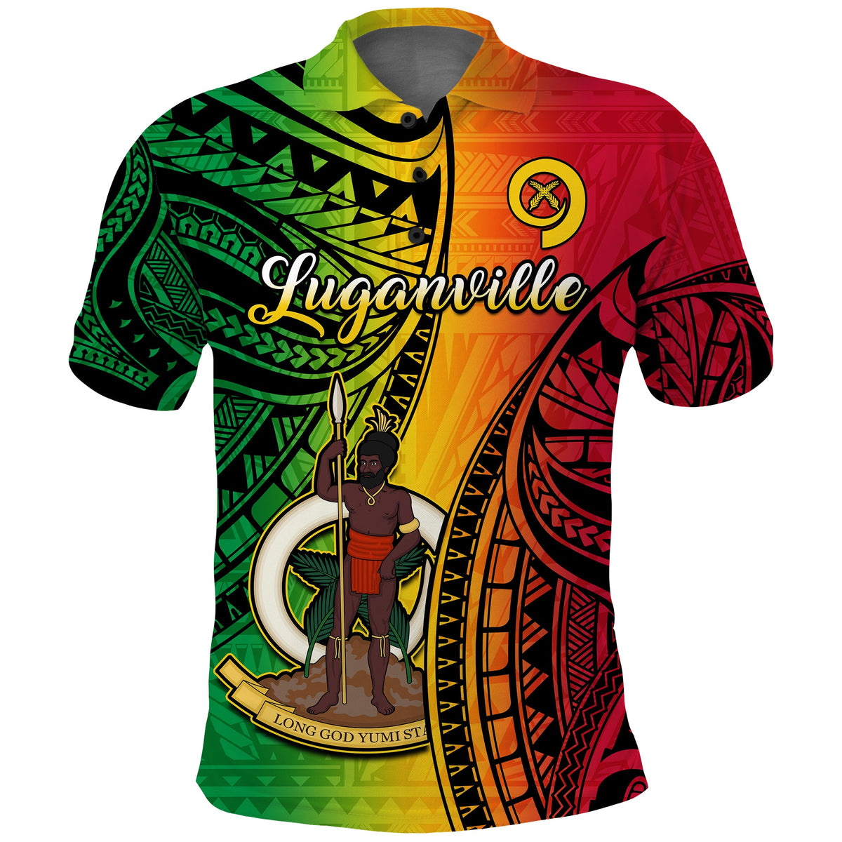 Vanuatu Polo Shirt Luganville Polynesian Reggae Coat Of Arms LT14 Reggae - Polynesian Pride