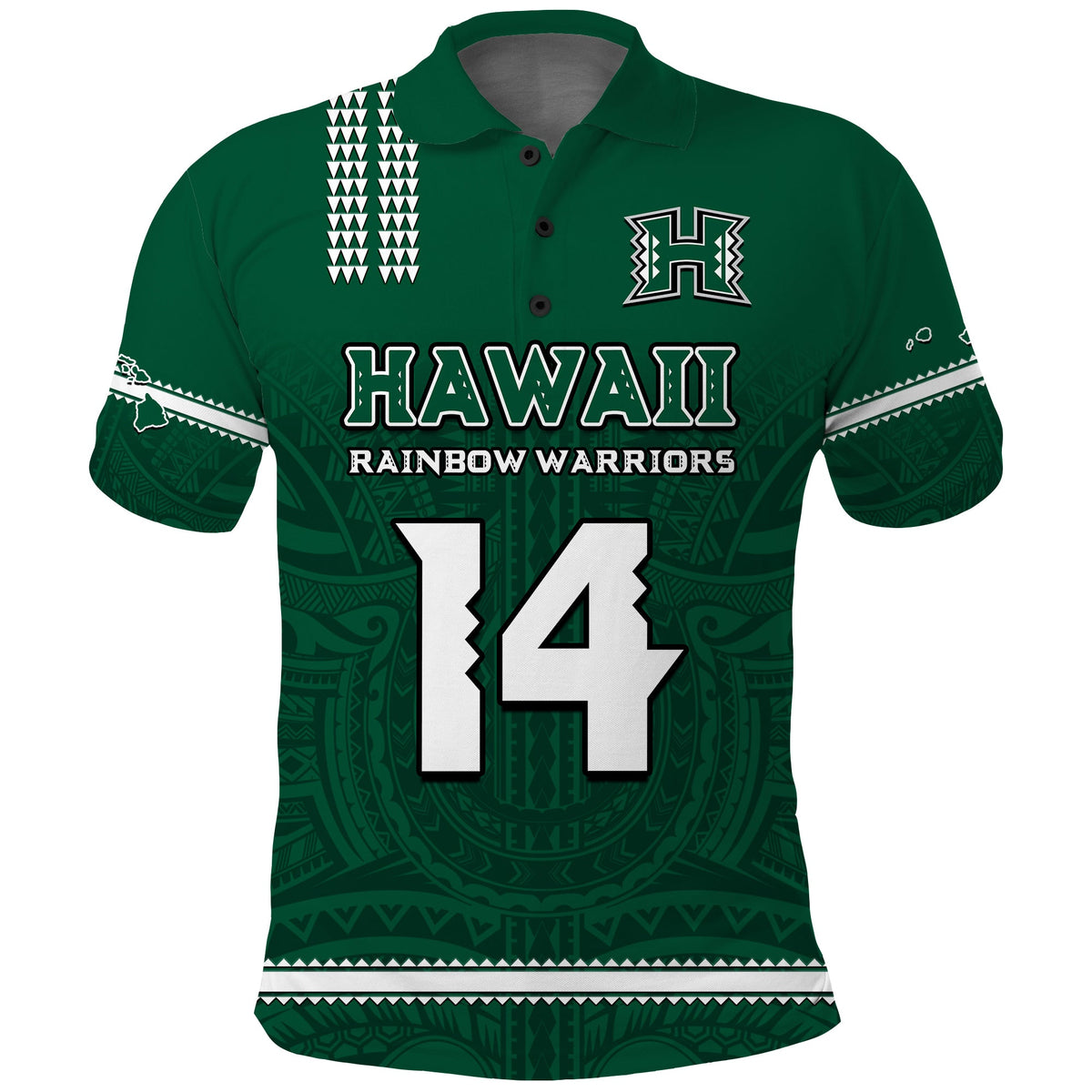 (Custom Text and Number) Hawaii Football Polo Shirt Kakau Rainbow Warriors Helmet Go Bows LT14 - Polynesian Pride