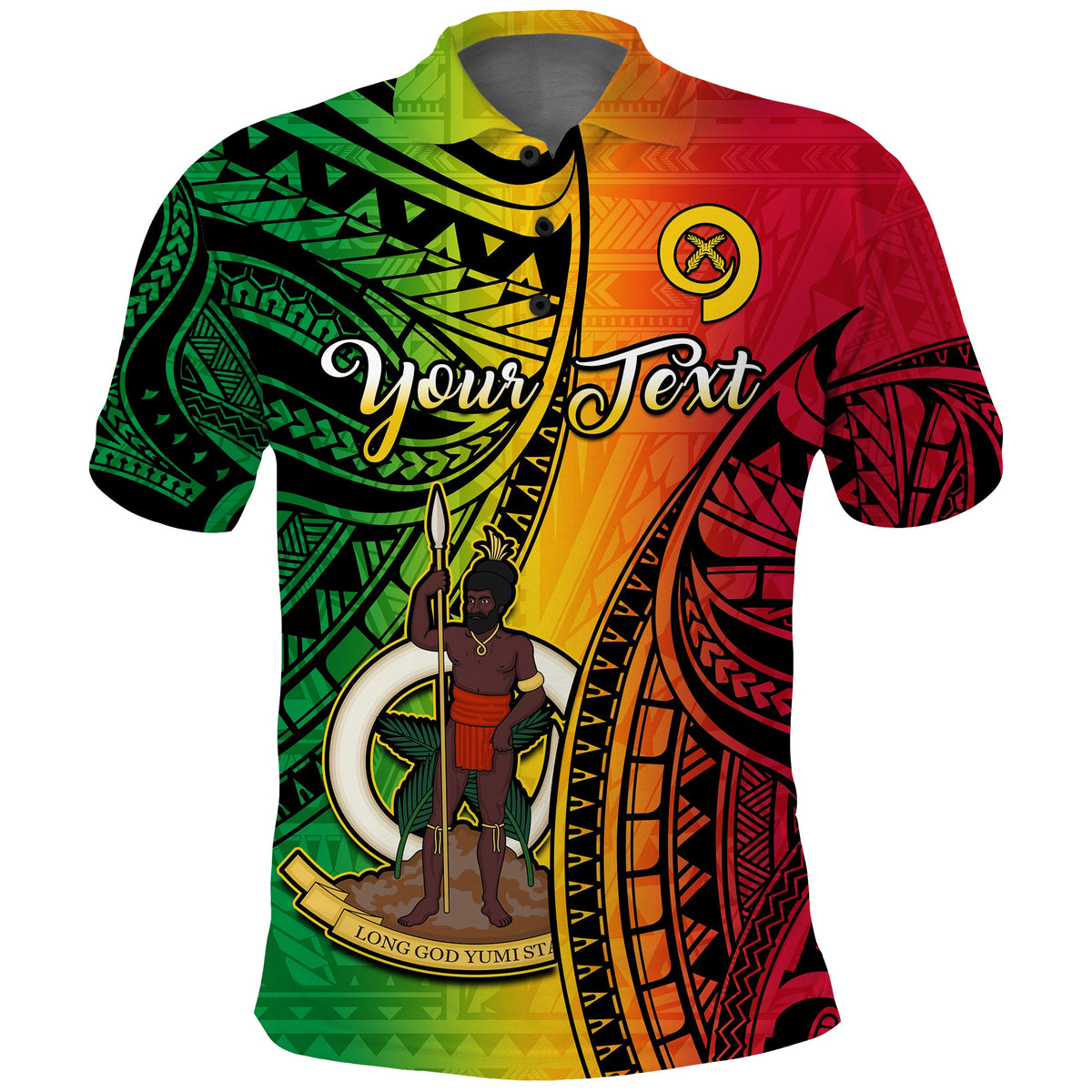 Custom Vanuatu Polo Shirt Luganville Polynesian Reggae Coat Of Arms LT14 Reggae - Polynesian Pride