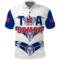 Custom Personalise Text and Number Toa Samoa Rugby Polo Shirt Siamupini Proud White LT13 - Polynesian Pride