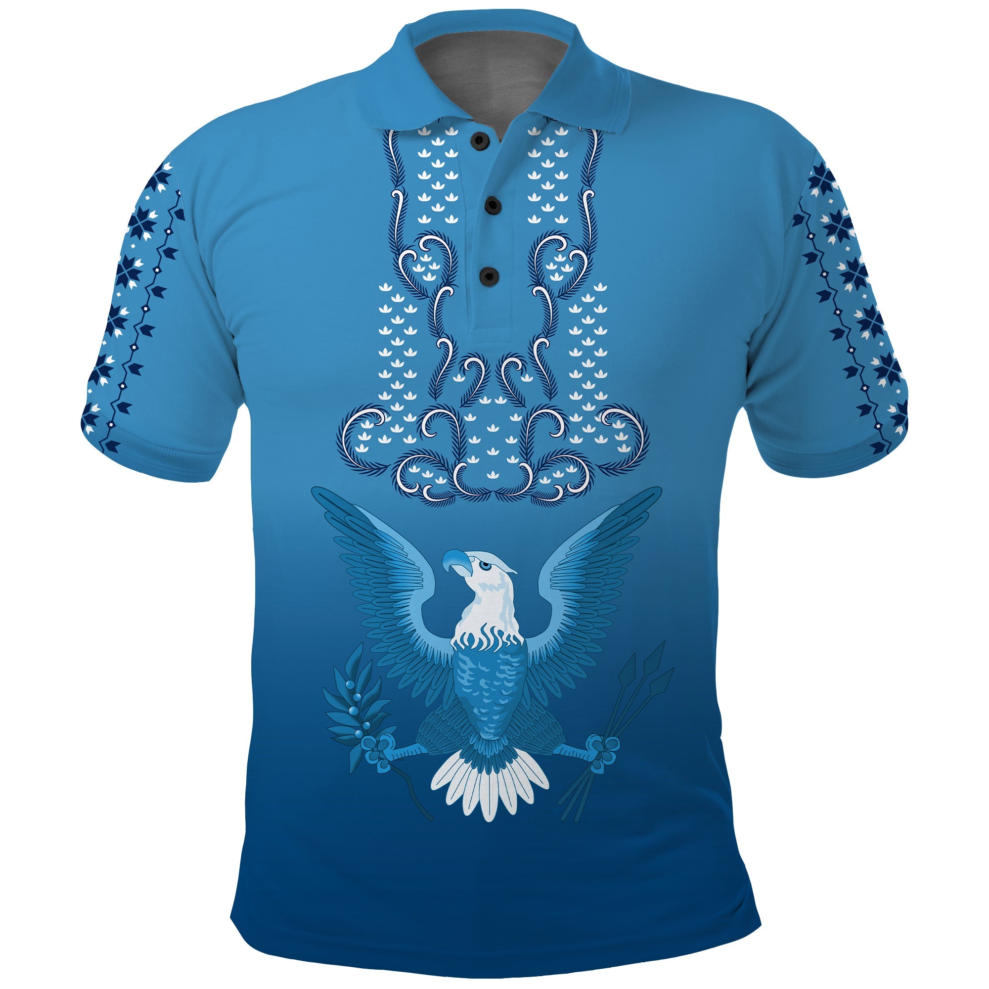 Custom Philippines Polo Shirt Sun Filipino Blue Barong LT13 Blue - Polynesian Pride