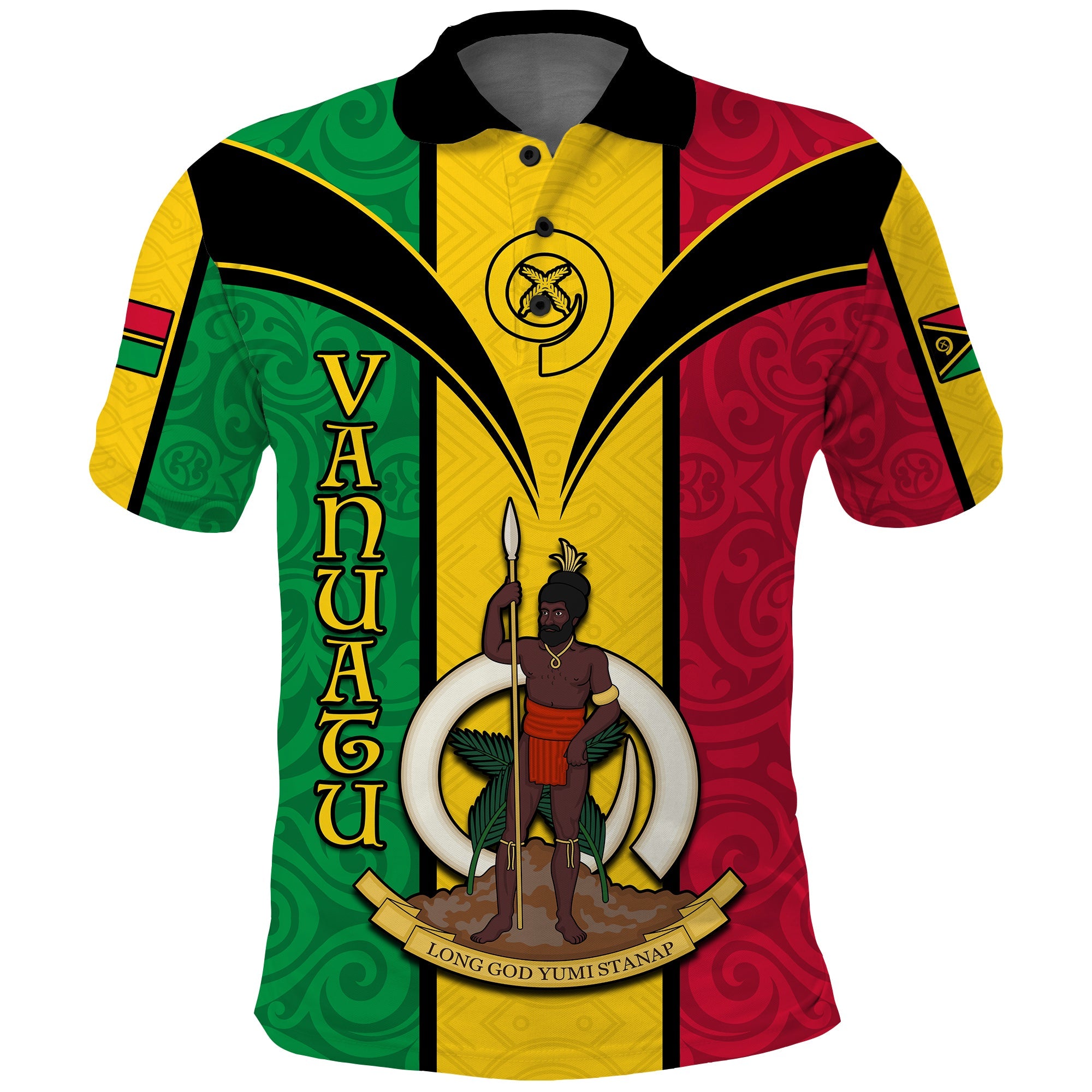 Vanuatu Polo Shirt Pig Tusk Polynesian LT13 Yellow - Polynesian Pride