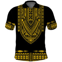 Custom Polynesian Polo Shirt Dashiki With Polynesian Tattoo Royal Golden Version LT14 - Polynesian Pride