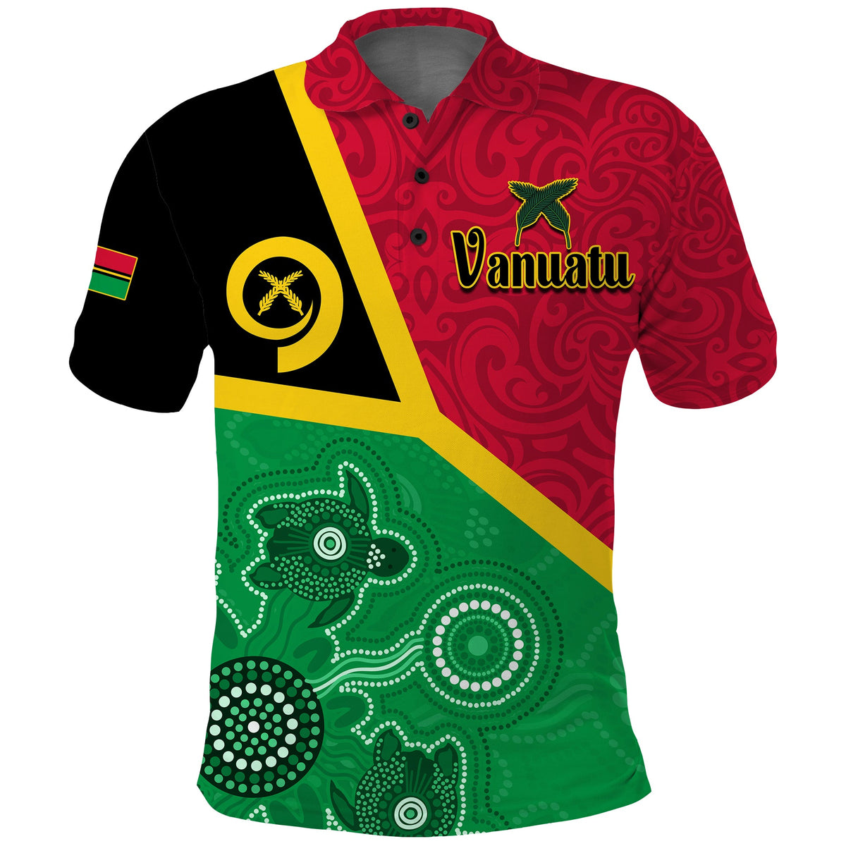 Custom Vanuatu Polo Shirt Aboriginal Turtle Mix Sand Drawing LT13 - Polynesian Pride