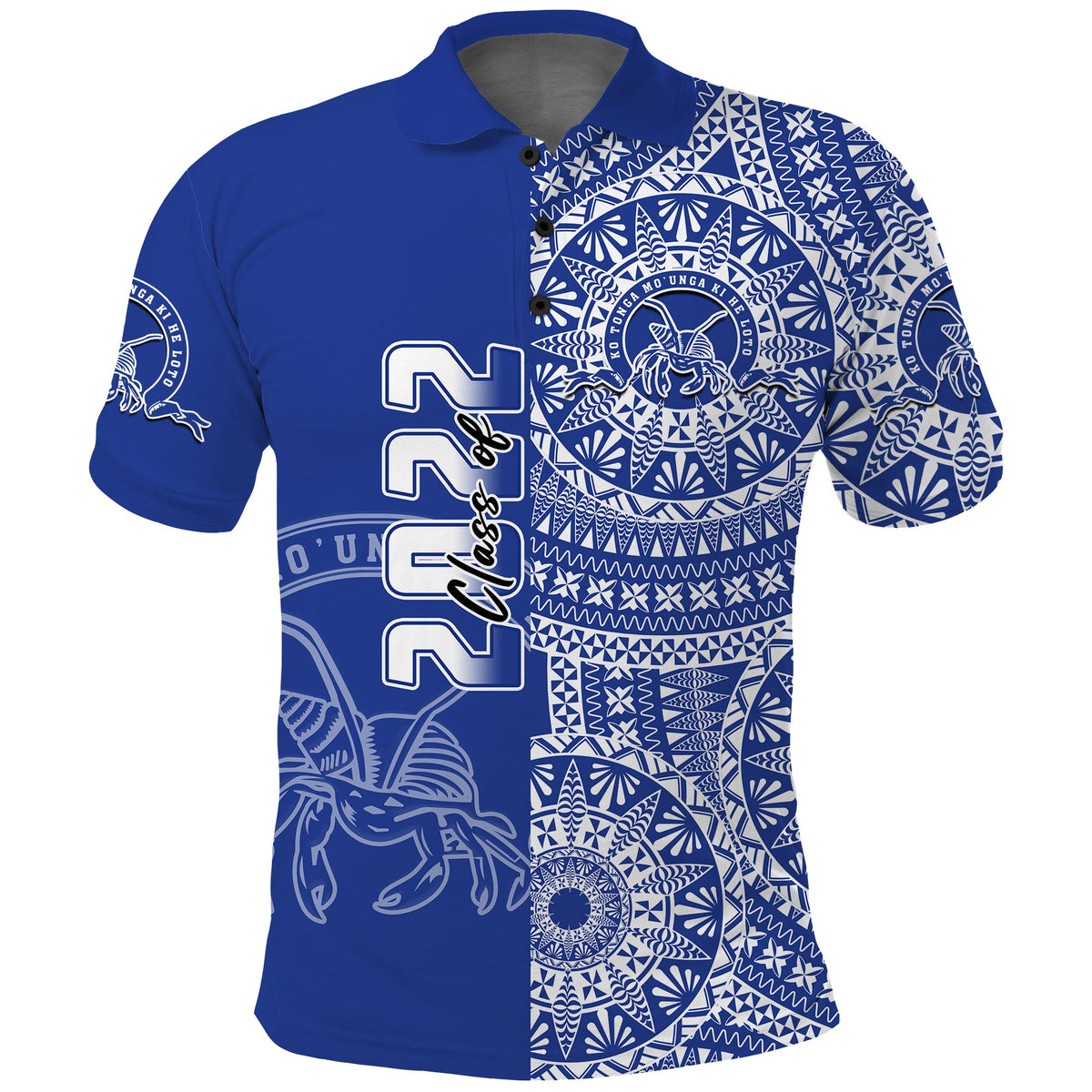 (Custom Text and Number) Tupou Tonga College Polo Shirt Class Of Year Tongan Ngatu Pattern LT14 - Polynesian Pride