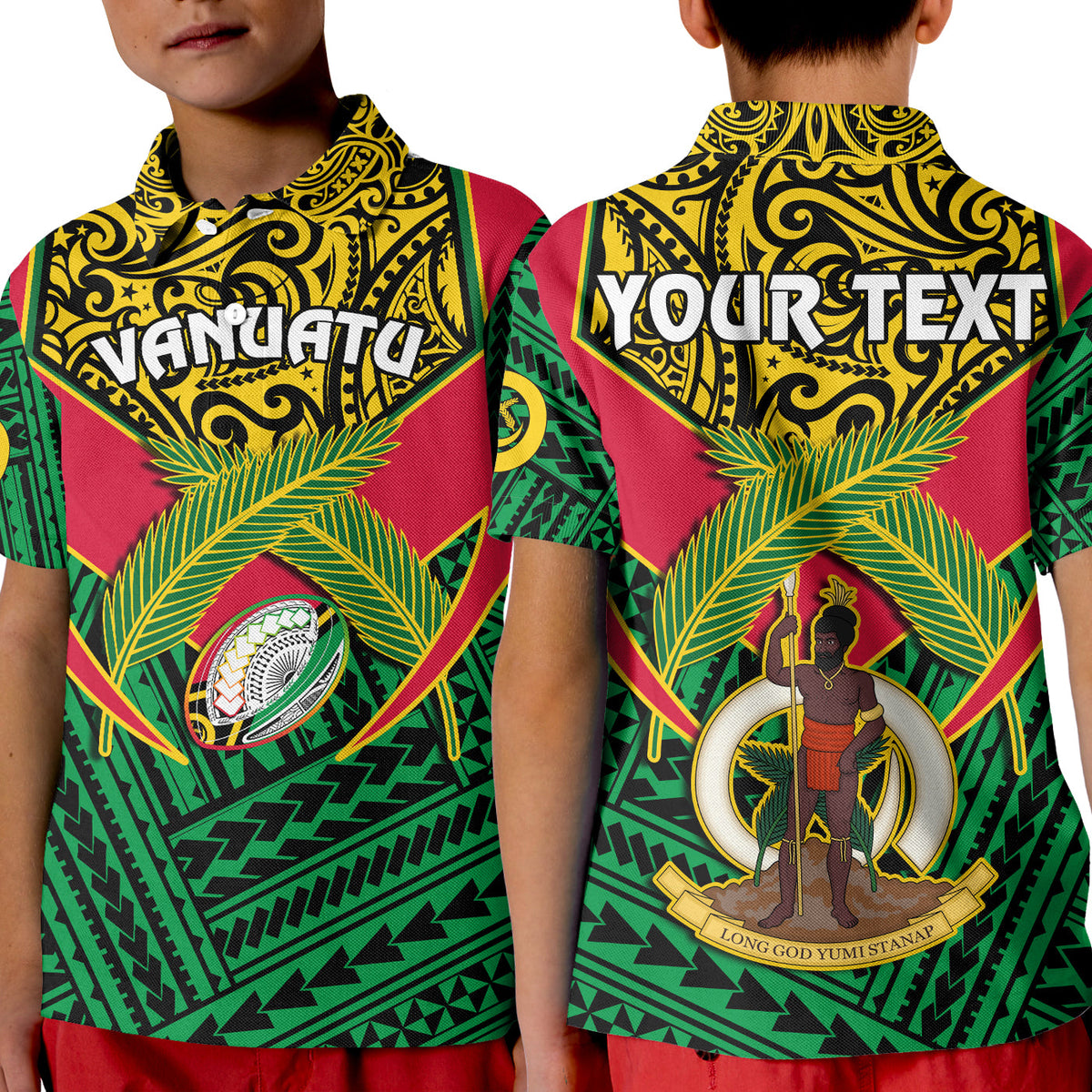 Custom Vanuatu Rugby Polo Shirt Coat Of Arms Polynesian Pattern LT14 - Polynesian Pride