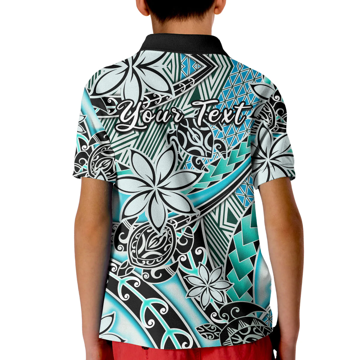 (Custom Personalised) Hawaii Polo Shirt KID Tribal Plumeria With Polynesian Turtle Ver.04 LT14 - Polynesian Pride