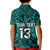 (Custom Text and Number) New Zealand Silver Fern Rugby Polo Shirt KID All Black Turquoise NZ Maori Pattern LT13 - Polynesian Pride