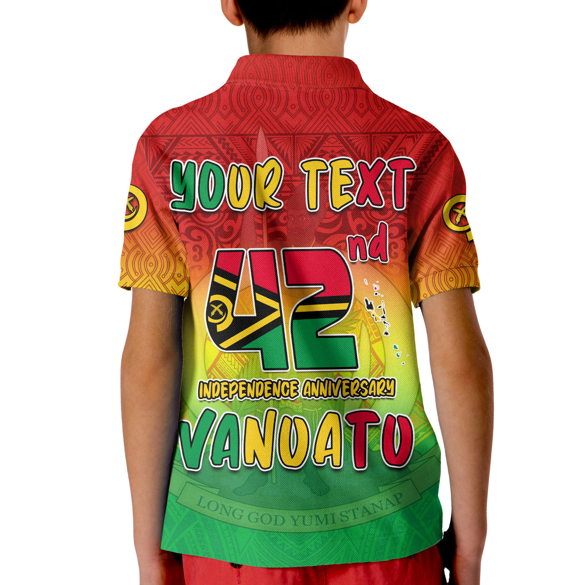 (Custom Personalised) Vanuatu Independence Day Polo Shirt KID 42nd Anniversary Yumi Yumi Yumi LT13 - Polynesian Pride