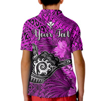 (Custom Personalised) The Shaka Hawaii Polo Shirt KID Tropical Flowers Purple Version LT13 - Polynesian Pride