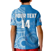 (Custom Text And Number) Apifoou Tonga College Polo Shirt KID Class Of Year Tongan Ngatu Pattern LT14 - Polynesian Pride