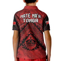 Tonga Rugby MMT Polo Shirt KID Ngatu Mate Maa Tonga Grunge LT13 - Polynesian Pride