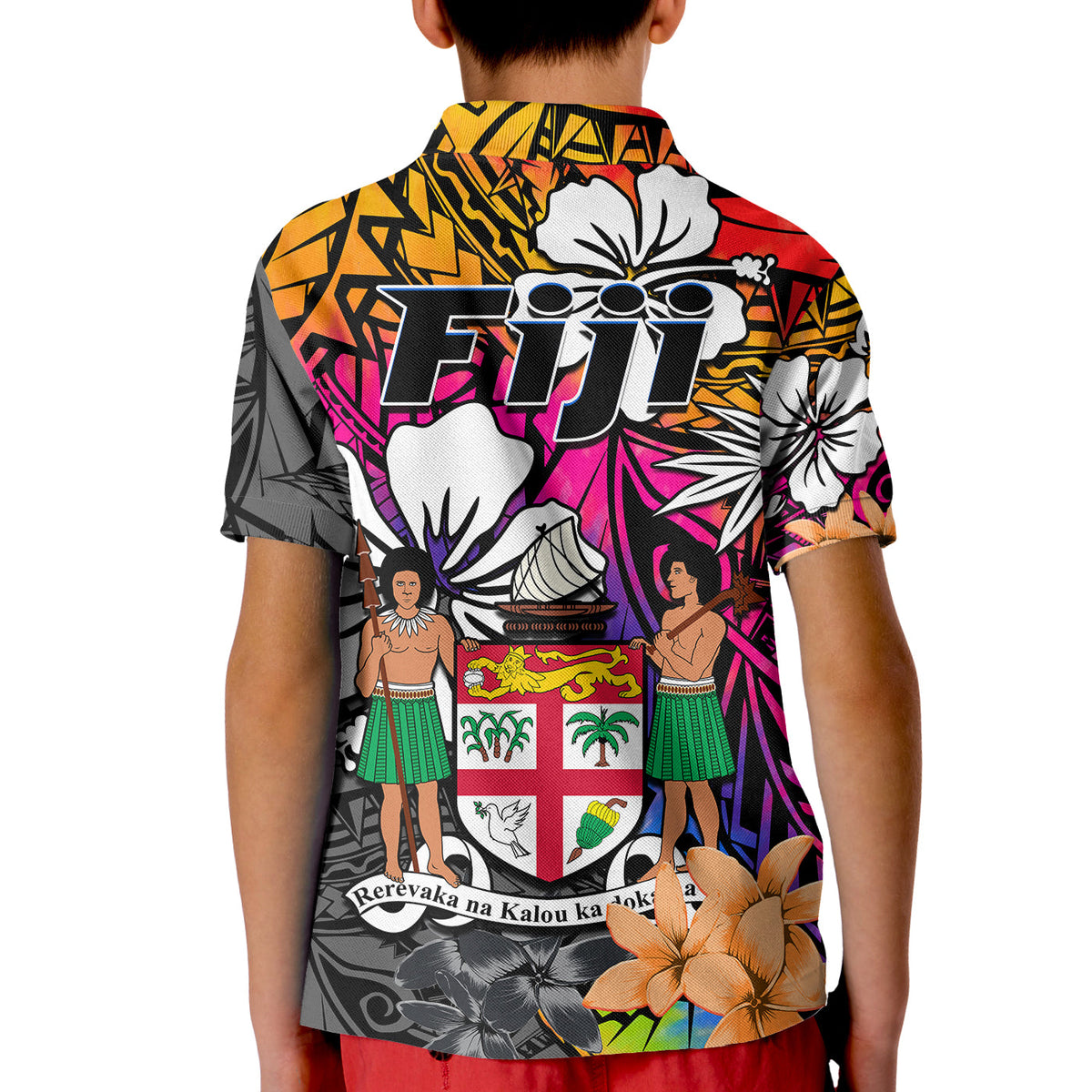Fiji Tie Dye Polo Shirt Polynesian Tribal Creative Tropical Flowers LT13 - Polynesian Pride