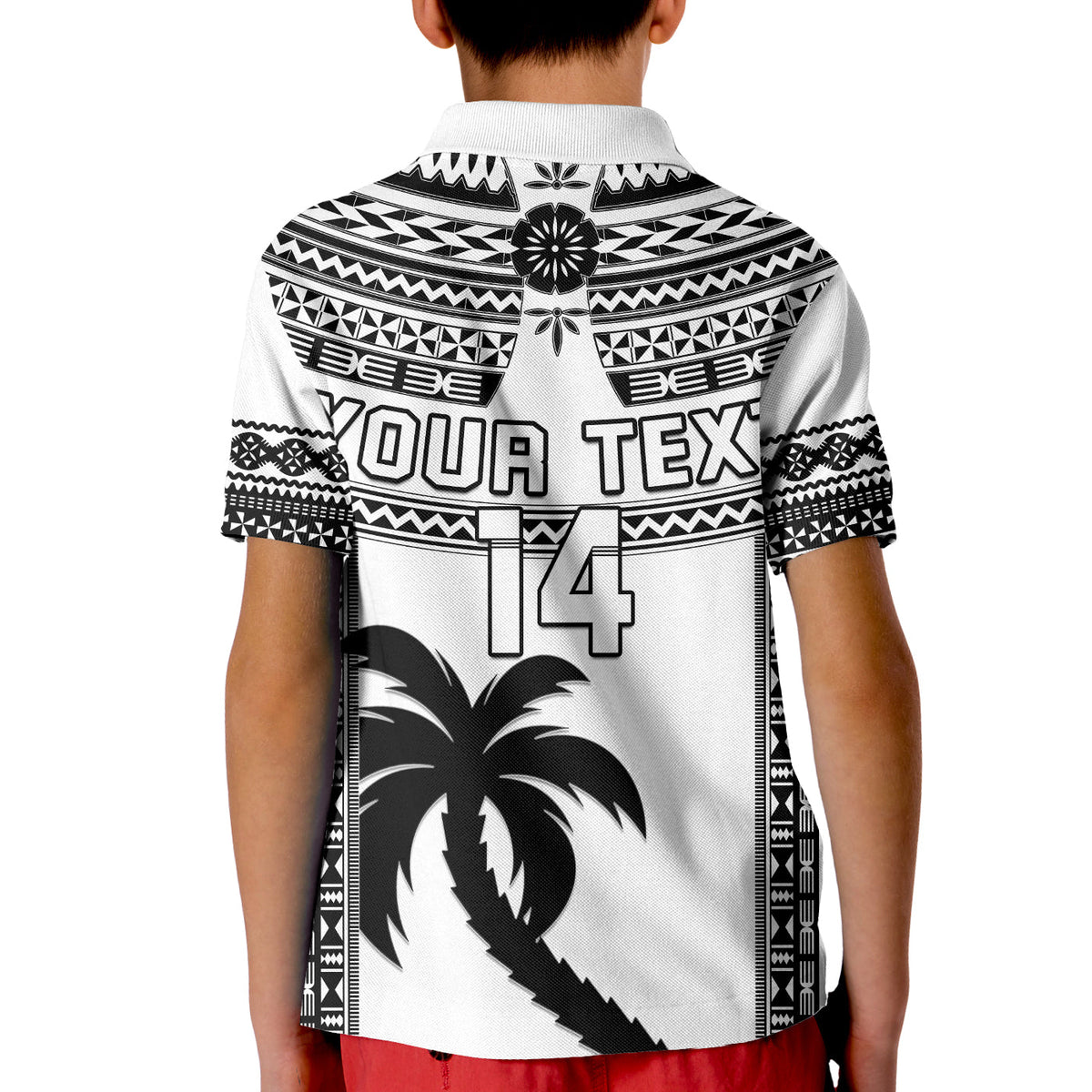 Custom Text and Number Fiji Rugby Polo Shirt Pacific The Bati Black Fijian Tapa LT14 - Polynesian Pride