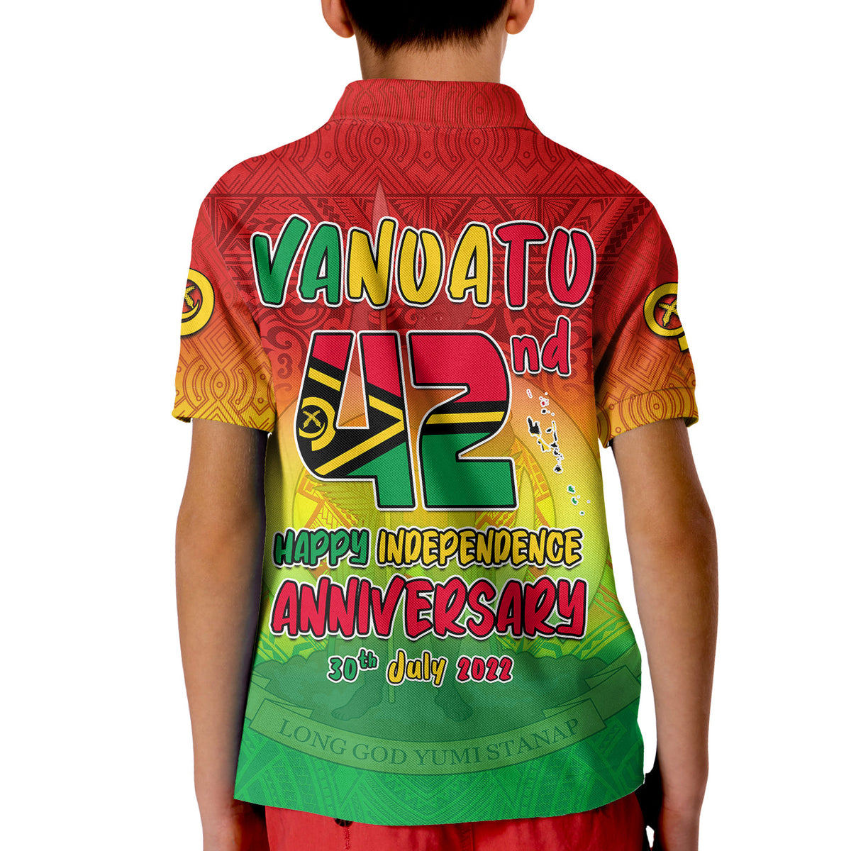 Vanuatu Independence Day Polo Shirt KID 42nd Anniversary Yumi Yumi Yumi LT13 - Polynesian Pride