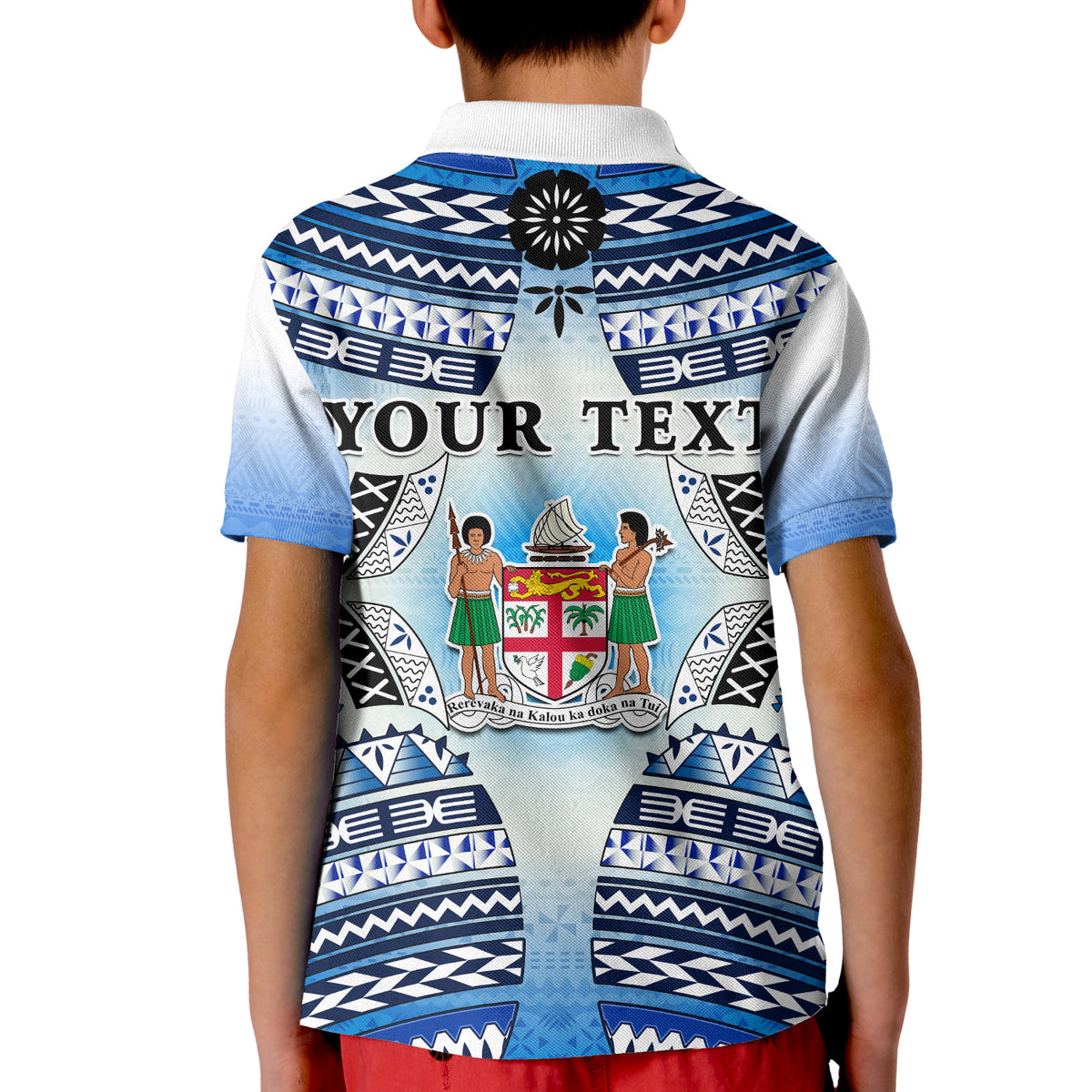 Custom Text and Number Fiji Polo Shirt KID Kaiviti Fijian Special Tapa Pattern LT14 - Polynesian Pride