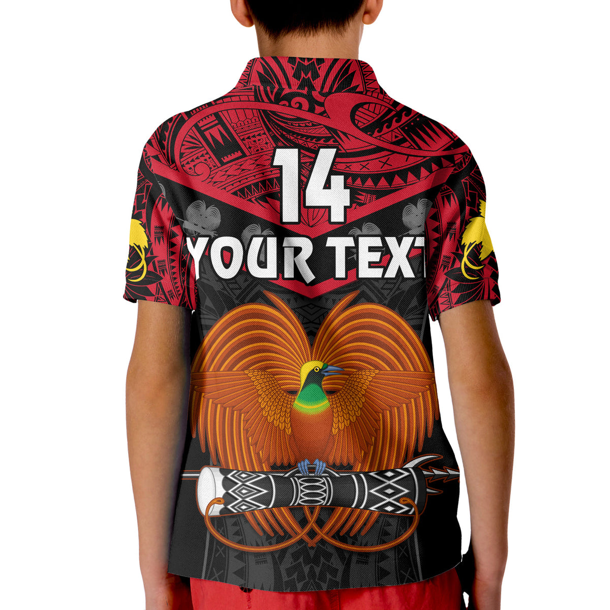 (Custom Text and Number) Papua New Guinea Rugby Polo Shirt PNG Kumuls Bird Of Paradise Black LT14 - Polynesian Pride