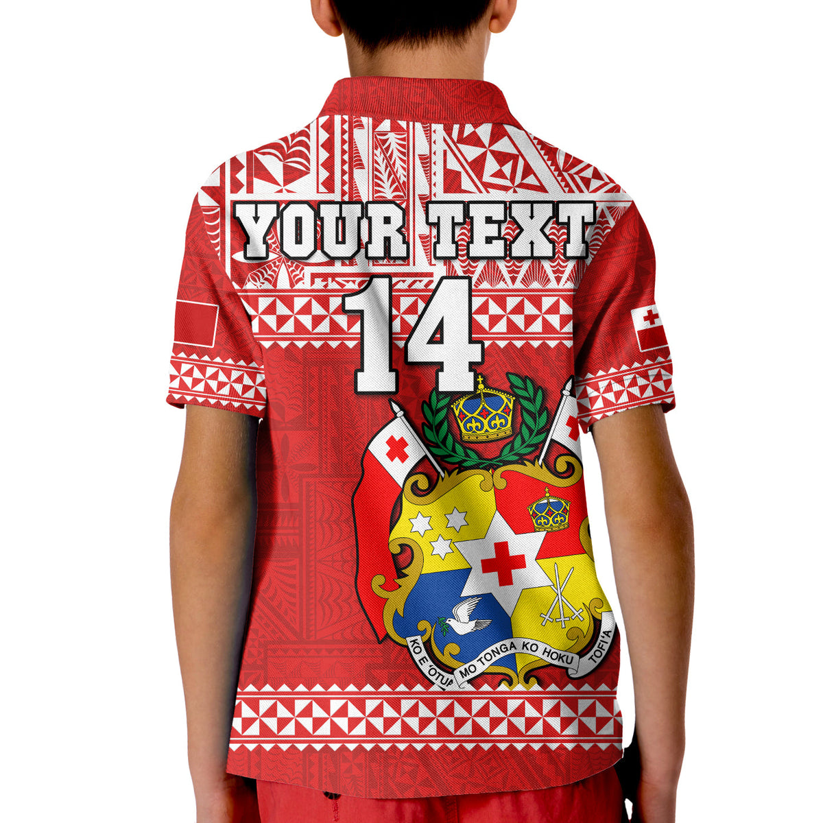 (Custom Text and Number) Tonga Rugby Polo Shirt KID Mate Maa Tonga Pacific Ngatu White LT14 - Polynesian Pride