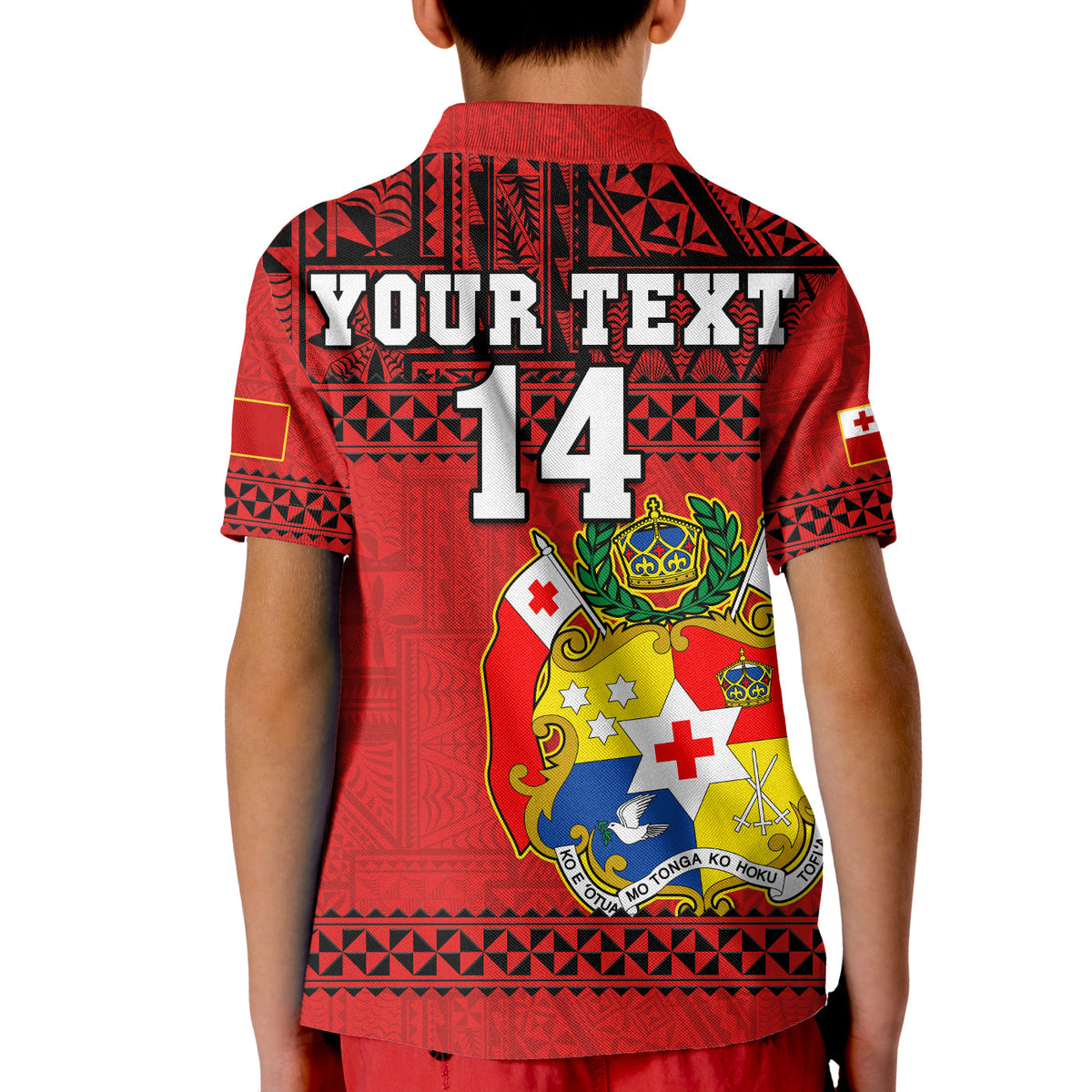(Custom Text and Number) Tonga Rugby Polo Shirt KID Mate Maa Tonga Pacific Ngatu Black LT14 - Polynesian Pride