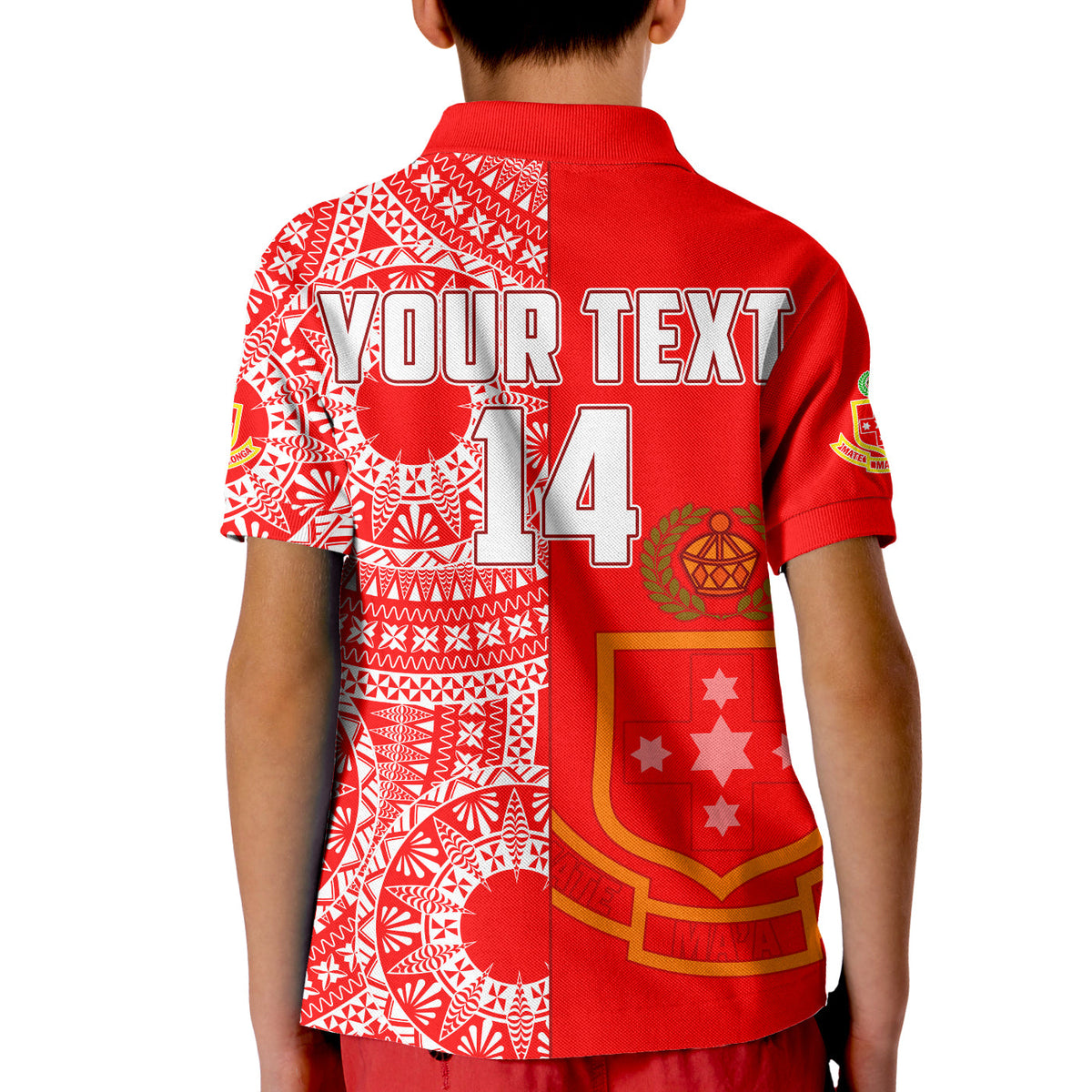 (Custom Text And Number) Kolisi Tonga High School Polo Shirt KID Class Of Year Tongan Ngatu Pattern LT14 - Polynesian Pride